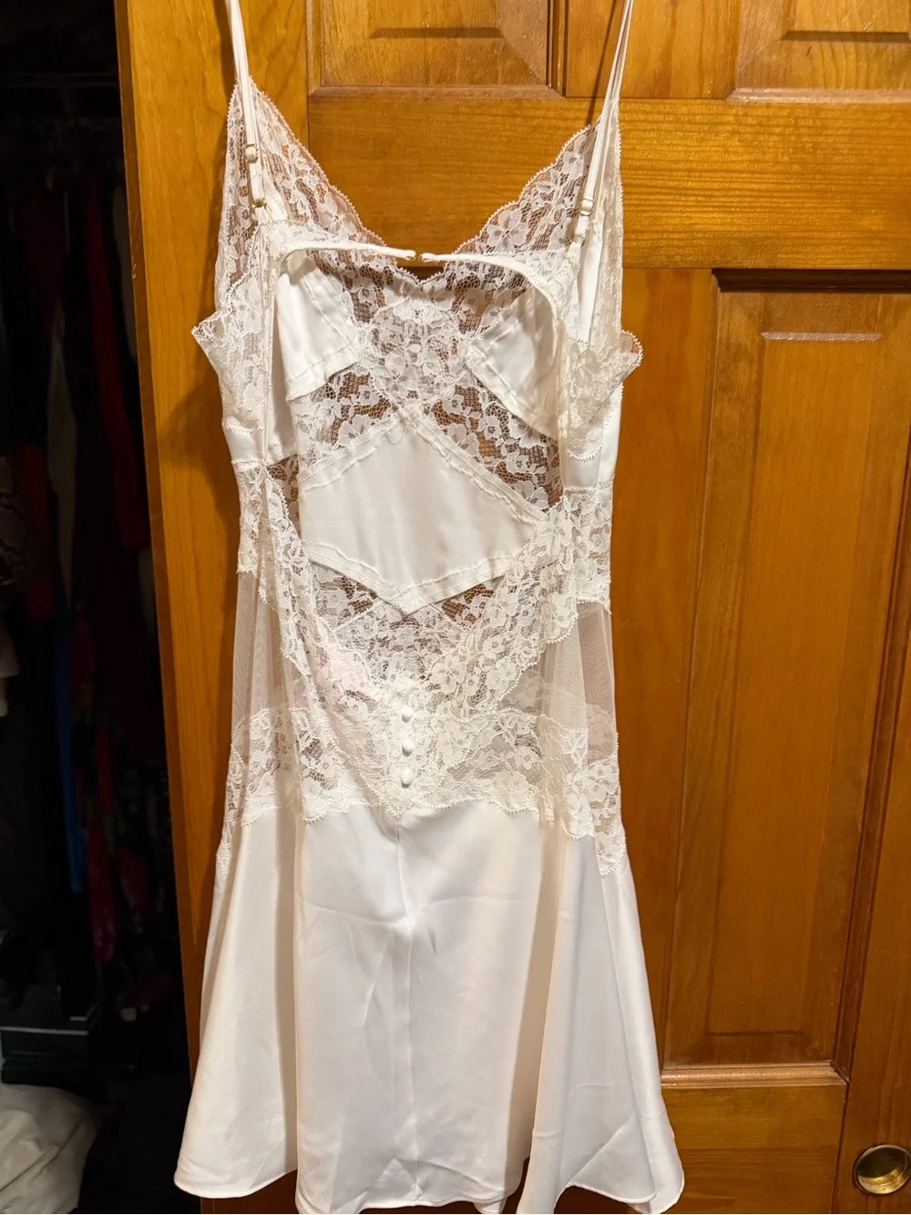 Victoria's Secret Ivory Lace Satin Chemise